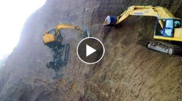 10 Extreme Dangerous Idiots Excavator Operator Skills - Fastest Climbing Excavator Machines Drivi...