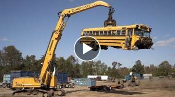 Dangerous biggest heavy equipment excavator destroys everything! Fastest machine crushing cars & ...
