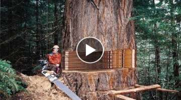 Fastest Big Chainsaw Cutting Tree Machines Skills, Incredible Homemade Wood Cutting Machines