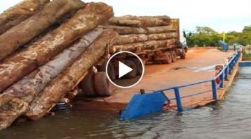 Top 10 Extreme Dangerous Heavy Logging Truck Driving Skills / Idiot Truck Fails