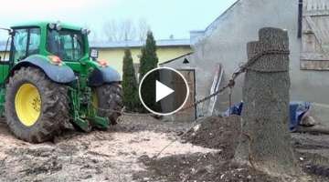 Amazing Dangerous Monster Stump Removal Excavator - Extreme Tractor vs Big Tree Stump in Action.